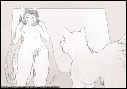 animal_genitalia animal_penis animal_pussy anthro anthro_on_feral artonis barely_visible_genitalia barely_visible_penis breasts canid canine canine_genitalia canine_penis canine_pussy canis duo erection female feral fluffy genitals hi_res imminent_sex intraspecies intraspecies_bestiality lipsticking male male/female mammal nipples penis penis_tip pussy sheath wolf zoophilia