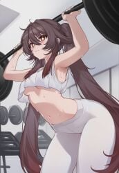 ai_generated genshin_impact gym gym_uniform hu_tao_(genshin_impact) sidillusts
