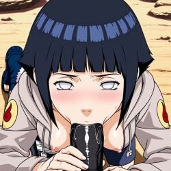 ai_generated blowjob blowjob_face blush hyuuga_hinata looking_at_viewer naruto naruto_(classic) naruto_(series) vacuum_blowjob vacuum_fellatio