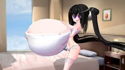 3d ariane_cevaille arm_gloves bedside big_eyes black_hair bra breast_expansion breasts dark_hair eyes_visible_through_hair flustered hand_on_breast heart-shaped_pupils hyper hyper_breasts indoors inside light-skinned_female light_skin lingerie long_twintails looking_at_breasts neoteny original original_character panties shiny_hair side-tie_panties silo9 skinny small_but_busty standing stockings twintails underwear white_panties young