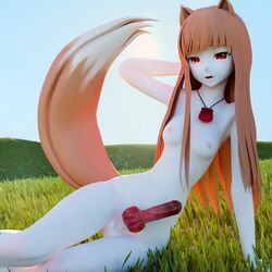 1futa 3d 3d_(artwork) animal_ears animal_penis areolae balls belly belly_button blender blush breasts canid_humanoid canine canine_humanoid canine_penis excited fangs futa_only futanari hand_behind_head hi_res holo humanoid inviting justhopelessbaka kemonomimi knot laying_down mating_season nipples nude pale_skin penis pov pov_eye_contact presenting red_eyes red_hair small_breasts solo spice_and_wolf wolf_ears wolf_humanoid wolf_tail