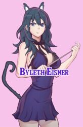 1girls alternate_costume artist_name black_bow black_neckwear blue_dress blue_eyes blue_hair bow breasts byleth_(female)_(fire_emblem) byleth_(fire_emblem) byleth_(fire_emblem)_(female) catgirl cleavage clothed clothes commentary cosplay cowboy_shot crossover curvaceous dress edit english_commentary english_text error female femdom final_fantasy final_fantasy_vii final_fantasy_vii_remake fire_emblem fire_emblem:_three_houses hair_between_eyes human humanoid long_hair looking_at_viewer medium_breasts nekomimi open_mouth phrecklesart pink_background pointer revision ribbon sideboob signature simple_background sleeveless sleeveless_dress smirk solo speech_bubble standing super_smash_bros. super_smash_bros._ultimate tall teacher tifa_lockhart tifa_lockhart's_refined_dress tifa_lockhart_(cosplay)