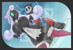 abstract_background against_surface ambiguous_penetration big_breasts breasts diamond_grenadier doggy_style duo exposed_breasts female from_behind_position hand_on_butt hi_res huge_breasts humanoid machine madam_merlar male male/female mario_bros nintendo on_glass one_eye_closed penetration robot robot_humanoid sex shaman_(mario) shyguy size_difference