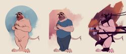 2020 abstract_background absurd_res anthro balls beard belly big_belly blue_bottomwear blue_clothing blue_pants blue_shirt blue_t-shirt blue_topwear blush bondage bottomwear brown_beard brown_facial_hair brown_nose canid canine canis chains chocolateandmilk clothed clothing dated domestic_dog facial_hair flaccid floppy_ears fur gag gagged genitals hi_res humanoid_genitalia humanoid_penis looking_at_viewer male mammal mask moobs mouth_closed multiple_versions nipples nude overweight overweight_anthro overweight_male pants penis shirt signature solo solo_male standing t-shirt tan_balls tan_body tan_fur tan_penis topwear wearing_mask