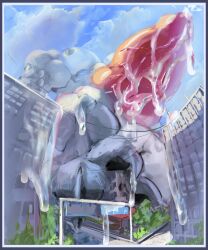 biceps big_muscles big_pecs big_penis bodily_fluids building building_destruction canid canine canis crushing_building cum cum_on_building destroyed_building destruction drakei excessive_cum excessive_genital_fluids genital_fluids genitals hi_res huge_cock huge_muscles huge_pecs hyper hyper_biceps hyper_genitalia hyper_muscles hyper_pecs hyper_penis macro male mammal muscular muscular_arms muscular_male paws pecs penis solo stomping street street_sign tunga wolf