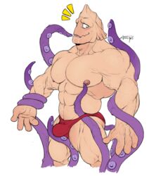 aged_up arkanoego big_bulge big_pecs bulge koji_kouda kouda_kouji male_only muscles my_hero_academia nipples saliva saliva_drip solo speedo tentacle veins