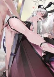 1boy 1girls absurdres animal_ears bar_censor black_dress black_horns blue_archive breasts breasts_out censored clothed_female_nude_male commentary_request demon_horns demon_wings dress fake_animal_ears female gehenna_academy_student grey_halo halo heart highres horns kayoko_(blue_archive) kayoko_(dress)_(blue_archive) kurotsuki_machi leg_up light-skinned_female light-skinned_male light_skin long_hair mirror multicolored_hair nipples nude official_alternate_costume open_mouth problem_solver_68_(blue_archive) pussy_juice saliva sex sex_from_behind single_wing small_breasts solo_focus standing standing_on_one_leg two-tone_hair vaginal_penetration white_hair white_wrist_cuffs wings wrist_cuffs