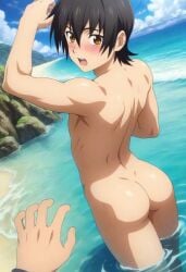 ai_generated comfyui stable_diffusion gay male male/male anal muscular muscular_male sweat oiled shiny_skin ass_focus from_behind ahegao tongue_out drooling cum_drip intense_sex tales_of_(series) tales_of_xillia jude_mathis