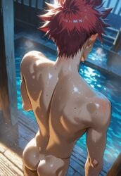 ai_generated comfyui stable_diffusion gay male male/male anal muscular muscular_male sweat oiled shiny_skin ass_focus from_behind ahegao tongue_out drooling cum_drip intense_sex food_wars yukihira_souma souma_yukihira soma shokugeki_no_souma