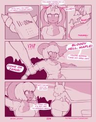 ass big_breasts big_butt breasts cleavage clothed clothing comic english_text female female_pred funkspunky hi_res infernus lagomorph leporid male male_prey mammal mature_female mouse murid murine overweight patreon rabbit rodent size_difference text trapped url vore