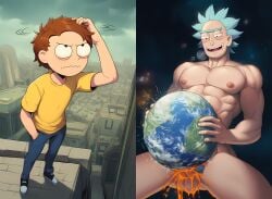 2026 absurd_res ai_assisted ai_generated city cityscape comic elmyr embarrassed extreme_size_difference giant giant_male giga_macro hand_on_head humping improvised_sex_toy interplanetary_macro larger_male laughing lava lava_cum looming looming_over morty_smith muscles muscular muscular_male nipples novelai old_male old_man pecs penis_insertion photopea_program planet planet_destruction planet_domination planet_dwarfing planet_penetration planet_sex planet_sized planetary planetary_destruction pubic_hair rick_and_morty rick_sanchez scrotum size_difference size_play space space_background standing_on_building watching_sex wavy_mouth