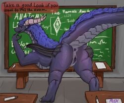 absurd_res anatomy anatomy_reference anus ass avox_(artist) big_butt black_body bodily_fluids butt_grab chalkboard classroom claws clitoris desk digital_media_(artwork) dominant dragon dripping dripping_vulva english_text female feral fur furniture genital_fluids genitals grey_body hair hand_on_butt heliax hi_res horn leaking_precum looking_at_viewer mythological_creature mythological_scalie mythology nude open_mouth pherodrake precum presenting presenting_hindquarters presenting_vulva quadruped scalie school school_desk simple_background smile solo spreading squish story story_at_source story_in_description student table tail teacher teacher_and_student teaching teasing teasing_look teasing_with_butt text vaginal_fluids vaginal_penetration vulva wet wings