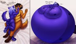 1boy 1boy1girl 1girls anthro anthro_on_anthro areolae belly belly_button belly_expansion blue_body blue_fur blue_skin blue_skinned_male blueberry_inflation blueberry_inflation_sequence body_inflation hirsche inflation inflation_sequence male/female male_inflation naked naked_female naked_male navel nipples nude nude_female nude_male puffy_cheeks round_body sequence spherical_inflation sunken_limbs