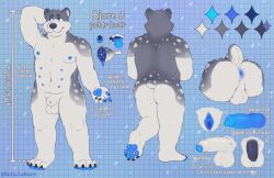 2026 4_toes 5_fingers absurd_res animal_genitalia animal_penis anthro anus artist_name ass backsack balls bear black_claws black_nose black_penis blue_anus blue_eyes blue_glans blue_nipples blue_pawpads blue_penis blue_tongue blue_vulva checkered checkered_background claws digital_drawing_(artwork) digital_media_(artwork) english_text erection eyebrows feet fingers flaccid foreskin fully_sheathed fur genitals glans gradient_background grey_body grey_eyebrows grey_fur hand_behind_head hi_res humanoid_genitalia humanoid_penis inner_ear_fluff knot looking_up male mammal markings model_sheet multi_nipple navel nebulaburr_(artist) nebulaburr_(character) nipples partially_retracted_foreskin pattern_background pawpads penis perineum polar_bear presenting presenting_anus presenting_hindquarters rear_view sheath short_tail simple_background smile snow solo spots spotted_markings standing tail teeth text toes tongue tongue_out tuft ursine vulva white_body white_fur white_inner_ear_fluff white_penis white_sclera
