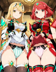 2girls ai_generated looking_at_viewer panties tagme