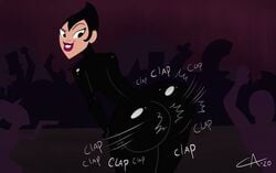 1girls adult_swim ameizing_lewds ashi_(samurai_jack) ass ass_clapping background_characters big_ass black_eyes black_hair bodysuit bubble_ass bubble_butt cambion cartoon_network clapping clapping_cheeks dark_hair dat_ass demon_girl feet female half_demon huge_ass human humanoid jpeg large_ass lipstick lower_teeth lowres makeup red_lips red_lipstick samurai_jack signature solo text thick thick_ass twerking upper_teeth watermark wide_hips