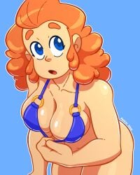 1girls 2026 alternate_breast_size alternate_version_available anime_style approval art_trade ashamed ass ass_focus bare_legs beach_background big_breasts big_nipples bikini bikini_only blue_bikini blue_bikini_bottom blue_bikini_top blue_eyes blue_shorts bra breasts breasts_bigger_than_head cell_shading character_name cleavage cleavage_cutout comic comic_panel covered_nipples covered_pussy curvy_female dynamic_angle dynamic_pose energetic_expression female front_view gradient_background happy hindquarters hips_wider_than_shoulders huge_ass huge_breasts jumping keyla_(patatadave) long_hair looking_at_another looking_away looking_to_the_side midriff new_design nipple_bulge nipples_visible_through_clothing patata_dave