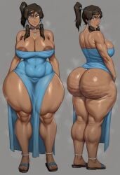 1girls ai_generated ankle_bracelets anklet areolae ass big_ass big_breasts blue_eyes bottom_heavy breasts brown_hair cellulite child_bearing_hips cute cute_face cute_female cute_girl dark-skinned_female dark_skin dress fat_ass feet female female_only horny horny_female huge_breasts korra musk oiled sandals slutty_dress strapless_dress taiga20 the_legend_of_korra thick thick_ass thick_thighs tomboy voluptuous voluptuous_female wide_hips