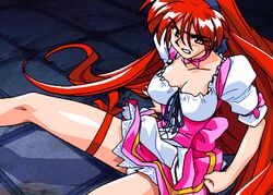 1girls 90s akira_(viper) angry animated anna_miller bare_arms bow breasts cameltoe cave choker cleavage clenched_teeth clothing corset defeated eyebrows_visible_through_hair female female_only frills game_cg hair_ribbon imminent_rape indoors large_breasts legwear long_hair long_ponytail lowres matching_hair/eyes panties pink_clothing ponytail red_eyes red_hair ribbon ribbon_choker sitting skirt sogna solo sweat teeth thick_thighs thigh_ribbon thigh_strap thighs tied_hair underwear uniform very_long_hair viper_(series) viper_v16 waitress white_clothing white_panties