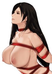 1girls big_breasts black_hair breasts brunette damsel_in_distress female female_focus female_only femsub final_fantasy final_fantasy_vii j@ck large_breasts light-skinned_female light-skinned_male light_skin long_hair male naked_ribbon nipples pale-skinned_male pale_skin restrained tied_arms tied_up tifa_lockhart