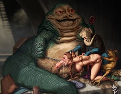 alien alien_humanoid anthro bib_fortuna bodily_fluids bondage breasts erection fellatio female forcing_on_dick genitals group human human_on_humanoid human_penetrated humanoid humanoid_penetrating humanoid_penetrating_human hutt interspecies jabba_the_hutt kowakian_monkey-lizard lilboots male mammal metal_bikini not_furry nude oral oral_penetration oral_rape penetration penis penis_in_mouth princess_leia_organa rape raped_by_monster salacious_crumb sex_slave slave slave_leia slave_training star_wars sucking twi'lek ugly_bastard