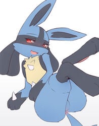 2020 absurd_res anthro blush canid canine flong fur hi_res looking_at_viewer lucario male mammal nintendo pokemon pokemon_(species) simple_background solo video_games