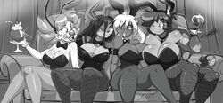 2020 4girls aeolus06 amani_(shonuff44) anthro artist_name artist_signature bear big_breasts breasts bunny_ears bunny_girl bunnysuit bursting_breasts busty chalo champagne_room cleavage clown clown_girl clown_makeup clown_nose collaboration cowgirl crossover female female_only fishnet_legwear fishnet_stockings fishnets freckles freckles_on_chest furry giggles_the_slutty_clown huge_breasts human humanoid large_breasts las_lindas legwear lower_body mastergodai monochrome mora_linda naomi_(mastergodai) rascals shonuff signature thick_thighs upper_body ursid voluptuous