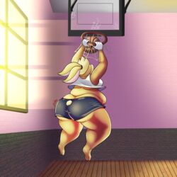 1girls anthro ass basketball basketball_(ball) basketball_court basketball_hoop basketball_uniform bbw belly_overhang big_ass big_belly big_breasts blonde_hair bottom_heavy buckteeth bunny chubby chubby_female cream_fur ear fat female female_focus female_only furry hanging jersey lagomorph lagomorph_humanoid lola_bunny looney_tunes love_handles muffin_top overweight overweight_female rabbit short_shorts shorts sideboob slylaika space_jam ssbbw tan_fur thick_thighs thighs tight_clothing warner_brothers weight_gain wide_hips