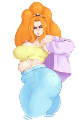 1girls adagio_dazzle ass big_ass big_breasts breasts chubby chubby_female cleavage equestria_girls female female_only friendship_is_magic hasbro human humanized jeans large_ass large_breasts lipstick looking_at_viewer looking_back muffin_top my_little_pony orange_hair pants plump red_eyes solo sunnysundown thick thick_thighs tight_jeans tight_pants