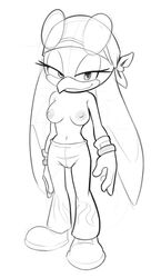 2018 anthro avian bandana bedroom_eyes bird breasts clothed clothing digital_media_(artwork) eyelashes eyewear female gloves half-closed_eyes hi_res looking_at_viewer monochrome navel nipples saran-rape seductive simple_background sketch solo sonic_(series) sonic_riders standing sunglasses swallowing topless wave_the_swallow