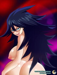 1girls areolae ass back_view big_ass big_breasts blue_eyes breasts female female_only from_behind long_hair looking_at_viewer looking_back mask midnight_(my_hero_academia) mitgard-knight my_hero_academia naked naughty_face nemuri_kayama nipples nude open_mouth purple_hair sideboob smile solo solo_focus upper_body