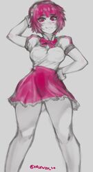 breasts clothing dorothy_haze dress headband nelewdy nelody nipples_visible_through_clothing pink_eyes pink_hair robot_girl sketch thighs tight_clothing va-11_hall-a