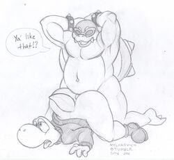 2boys anal anthro ass belly bottomless clothed clothing duo english_text eyewear gay gay_sex hay hi_res koopaling male male/male male_only male_penetrated male_penetrating male_penetrating_male mario_(series) musclegut mylakovich nintendo pecs penetration roy_koopa sex shell spiked_shell spikes spikes_(anatomy) sunglasses text traditional_media_(artwork) video_games yoshi