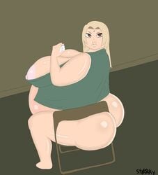 1girls ass belly big_ass big_belly big_breasts big_butt big_nipples breasts chubby chubby_female food large_areolae looking_back milf naruto naruto_shippuden nipples stookybum thick_thighs thighs tsunade