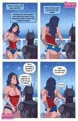 1boy 1girls ass batman batman_(series) black_hair breasts bruce_wayne comic dc dc_comics diana_prince english_text gauntlets imminent_sex ironwolf justice_league long_hair nipples pale-skinned_female pale-skinned_male pale_skin speech_bubble teasecomix tiara wonder_woman wonder_woman_(series)