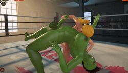 3d animated foreskin futa_on_futa futanari light-skinned_futanari light_skin naked_fighter_3d nude orc orc_futanari penis wrestling