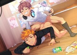 2boys anal_sex boy brown_hair camp_buddy closed_eyes domination gay headphones hiro_akiba male_only multiple_boys seto shintaro_'seto'_aihara switch taken_from_behind thrusting_into_ass yaoi