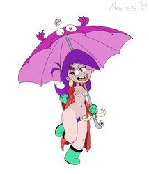 android_34 cartoon_network female_only mighty_magiswords naked naked_footwear smiling tanline tanlines umbrella vambre_warrior white_background