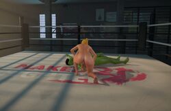 3d animated foreskin futa_on_futa futanari light-skinned_futanari light_skin naked_fighter_3d nude orc orc_futanari penis wrestling