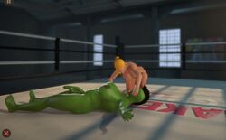 3d animated foreskin futa_on_futa futanari light-skinned_futanari light_skin naked_fighter_3d nude orc orc_futanari penis wrestling