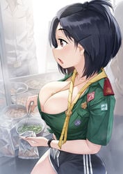 1girls big_breasts breasts cleavage female female_only food gao-lukchup gao_(gaolukchup) large_breasts shorts solo