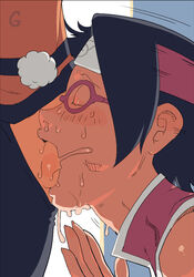 1boy 1boy1girl 1girls age_difference black_hair blowjob blush boruto:_naruto_next_generations closed_eyes clothing deepthroat drooling fellatio female female_focus forehead_protector glasses headband jacket long_hair magi male naruto naruto_(series) oral partially_clothed saliva sarada_uchiha shirt side_view sleeveless snot sweat sweatdrop sweating uzumaki_naruto