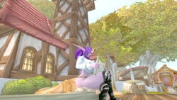 2020 alliance alliance_(warcraft) bald black_boots blizzard_entertainment eastern_kingdoms elf elf_ears elf_female female_domination human_(warcraft) human_(world_of_warcraft) human_furniture large_ass night_elf pink_skin pointy_ears purple_skin redridge_mountains screenshot sitting_on_back sitting_on_person thick_thighs warcraft white_skin world_of_warcraft wow