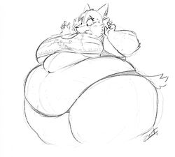 5_fingers animal_crossing anthro bbw big_belly big_breasts big_thighs blush canine canine_humanoid curvy_female curvy_figure drawing fat female female_only freya_(animal_crossing) fruitsloops head_tuft huge_belly huge_breasts huge_thighs hyper_belly hyper_thighs midriff monochrome morbidly_obese morbidly_obese_anthro morbidly_obese_female nintendo obese_female overweight overweight_anthro overweight_female panties shocked shocked_expression simple_background sketch ssbbw sweat sweatdrop tail thick_thighs topwear under_wear white_background wolf