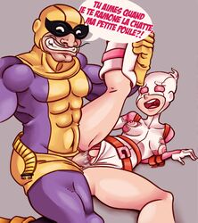 batroc_the_leaper busty enf-lover female female_focus french_text gwen_poole gwenpool gwenpool_(series) hourglass_figure male marvel marvel_comics penis tagme text vagina vaginal vaginal_penetration vaginal_sex wide_hips