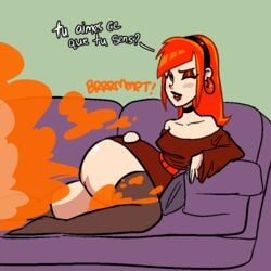 ass couch fart fart_cloud fart_fetish female french_text lolotron6 pepper_(lolotron6)