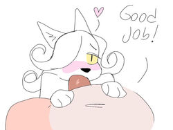 <3 1futa 1girls blowjob blush canid canine dialogue duo fellatio female female_focus fur furry futa_on_female futanari magna_(puppychan48) oral penis puppychan simple_background tagme tammy_(puppychan48) tan_fur trans_woman transfem white_background white_fur yellow_eyes