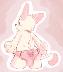 anthro boy bulge cub cute femboy little solo underwear underwear_pull young