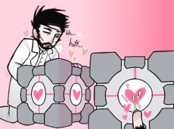 companion_cube cum doug_rattmann_(portal) heart human humping humping_object male male_only objectophilia objectum penis poolside_dream portal_(series) simple_background solo solo_male tagme toony valve