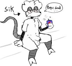 bedroom_eyes cock doodle el_sick english_dialogue furry_only furry_tail fursona looking_bored nerd penis pepsi possum sik_(el_sick) sitting small_cock